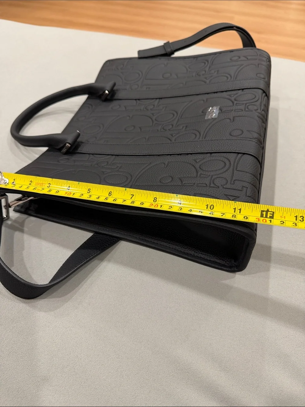 Black Dior Embossed Logo Briefcase Tote